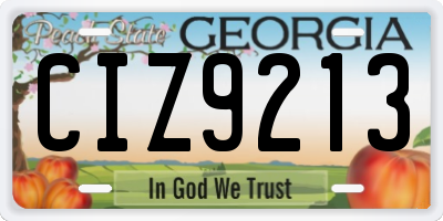 GA license plate CIZ9213