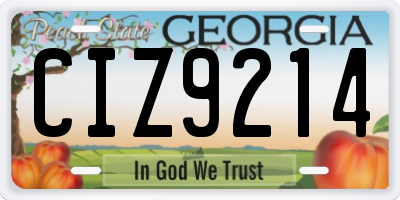 GA license plate CIZ9214
