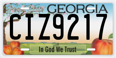 GA license plate CIZ9217