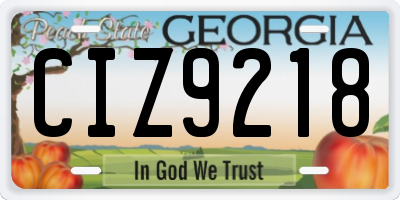 GA license plate CIZ9218