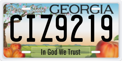 GA license plate CIZ9219