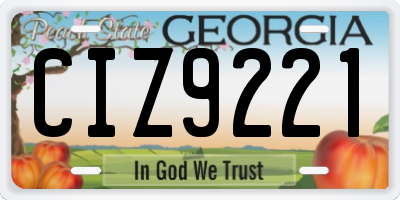 GA license plate CIZ9221
