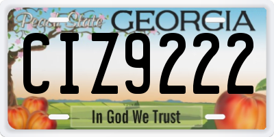 GA license plate CIZ9222