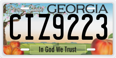 GA license plate CIZ9223