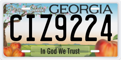 GA license plate CIZ9224