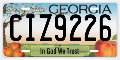 GA license plate CIZ9226