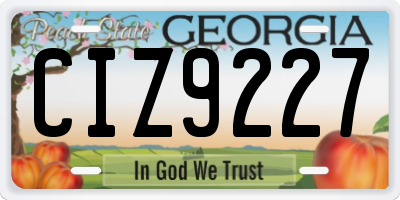 GA license plate CIZ9227