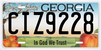 GA license plate CIZ9228
