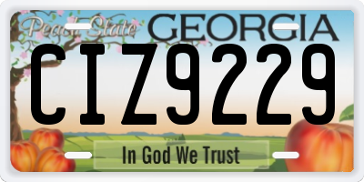 GA license plate CIZ9229