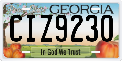 GA license plate CIZ9230