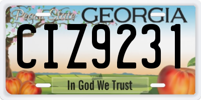 GA license plate CIZ9231