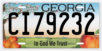 GA license plate CIZ9232