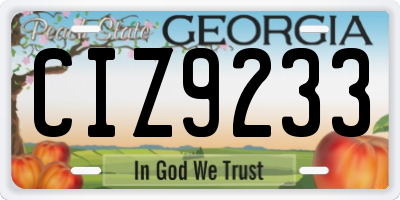 GA license plate CIZ9233