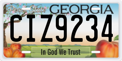 GA license plate CIZ9234
