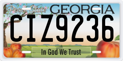 GA license plate CIZ9236