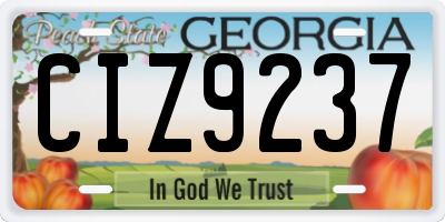 GA license plate CIZ9237