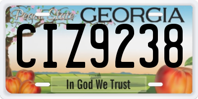 GA license plate CIZ9238