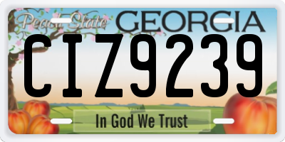 GA license plate CIZ9239