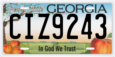 GA license plate CIZ9243