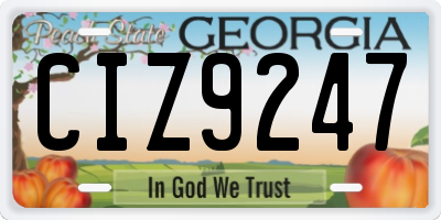 GA license plate CIZ9247