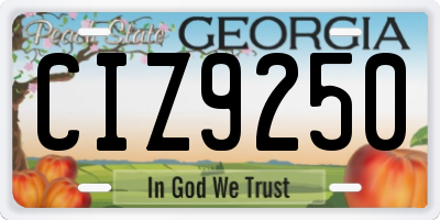 GA license plate CIZ9250