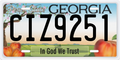 GA license plate CIZ9251