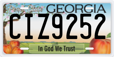 GA license plate CIZ9252