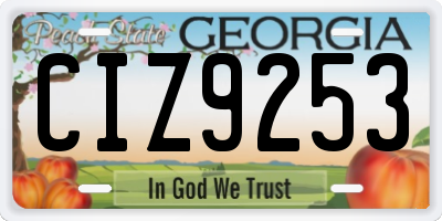 GA license plate CIZ9253