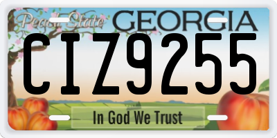 GA license plate CIZ9255