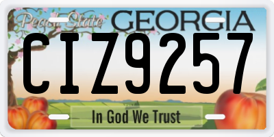 GA license plate CIZ9257