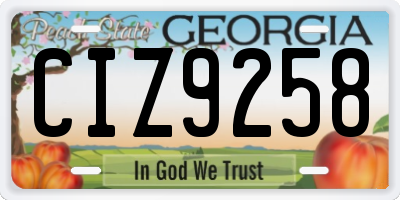 GA license plate CIZ9258