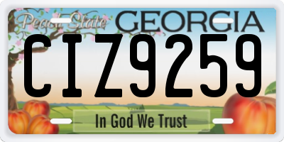 GA license plate CIZ9259