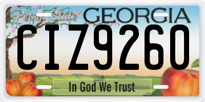 GA license plate CIZ9260