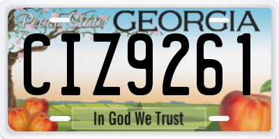 GA license plate CIZ9261