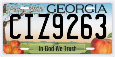 GA license plate CIZ9263