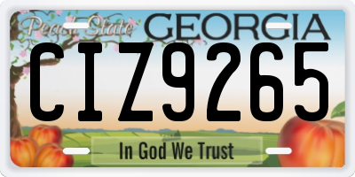 GA license plate CIZ9265