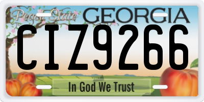 GA license plate CIZ9266