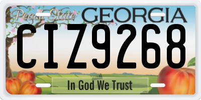 GA license plate CIZ9268