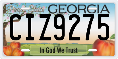 GA license plate CIZ9275
