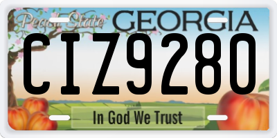 GA license plate CIZ9280