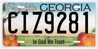 GA license plate CIZ9281