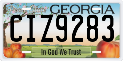 GA license plate CIZ9283