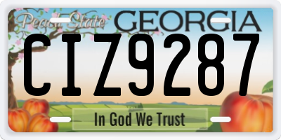 GA license plate CIZ9287