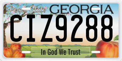 GA license plate CIZ9288
