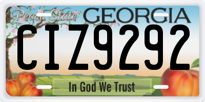 GA license plate CIZ9292