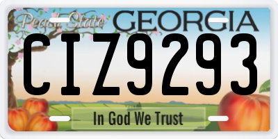 GA license plate CIZ9293