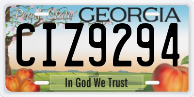 GA license plate CIZ9294
