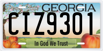 GA license plate CIZ9301
