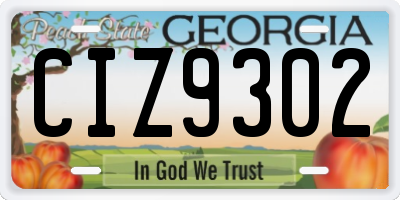 GA license plate CIZ9302
