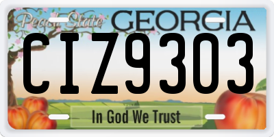 GA license plate CIZ9303
